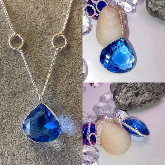 Sparkling London Blue Topaz Fine Pendant Necklace - Picture 2 of 5